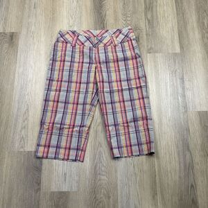 Patagonia Pants Womens 8 Plaid Cropped Organic Cotton Blend Outdoor Casual
